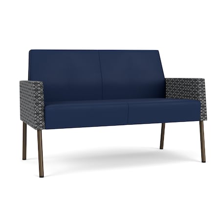 Mystic Lounge Reception Loveseat, Bronze, MD Ink Back, MD Ink Seat, RS Echo Arm Panels